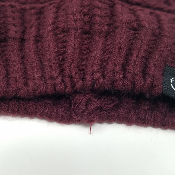 Treasure & Bond Burgundy Royale Knit Pom Beanie Hat - Picture 5 of 7